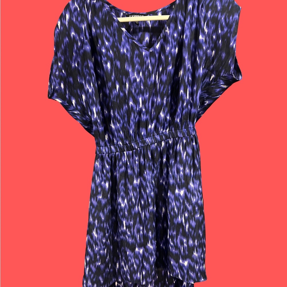 Express Vibrant Blue and Black Mini Dress
